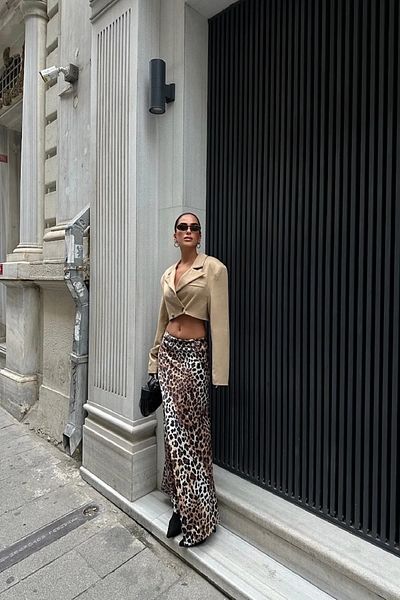 khar Fusta lungă cu imprimeu leopard pentru femei