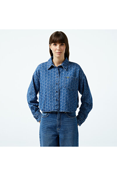 Lacoste Kadın Loose Fit Mavi Gömlek