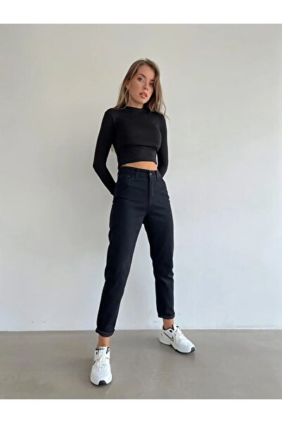 kleshus Ganikus Висока талия, еластични черни дънки тип „бойфренд“ Гъвкави дъ...