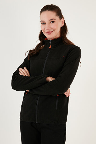 Lela Dik Yaka Fermuarlı Cepli Polar Hırka Kadın Polar 5907002