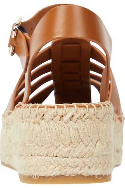 Tommy Hilfiger Deri Balıkçı Flatform Espadril Sandaletler