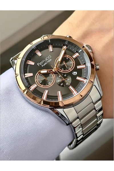 Ferrucci Men's Functions Active Steel Band Wrist Watch