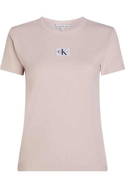 Calvin Klein Logo Badge Ribbed Short Sleeves Top