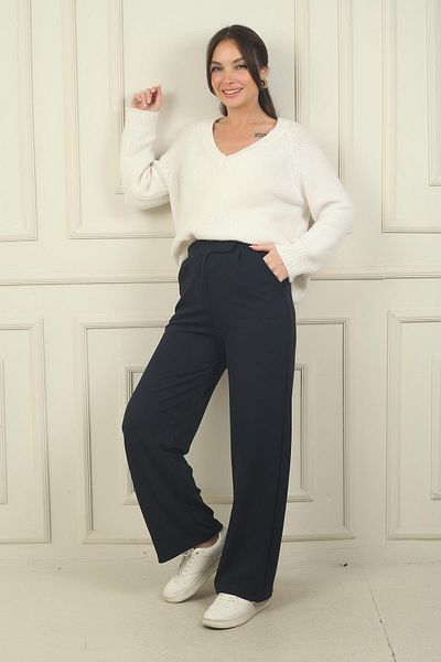 By Saygı Pantaloni Palazzo din Lycra cu buzunare cu închidere cu velcro pentru femei