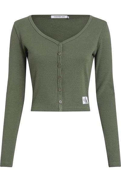 Calvin Klein Logo Detail V-Neck Top