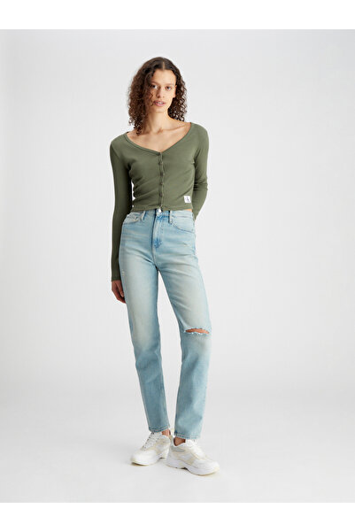 Calvin Klein Logo Detail V-Neck Top