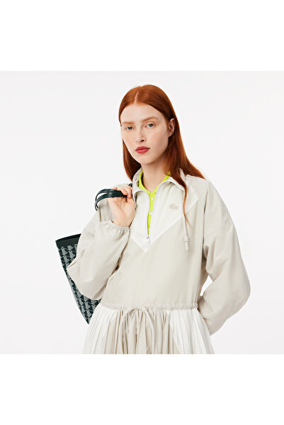 Lacoste Kadın Relaxed Fit Uzun Kollu Yarım Fermuarlı Gri Elbise