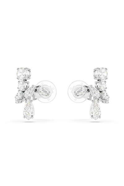 Swarovski Matrix Klipsli Küpeler, Karışık kesimler, Beyaz, Rodyum kaplama