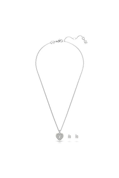 Swarovski Idyllia Set, Kristal inci, Kalp, Beyaz, Rodyum kaplama