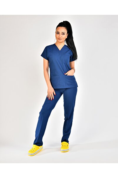Kıraç Uniform Dr Greys Soft Likralı Petrol Mavi Doktor-hemşire Forması Medika...