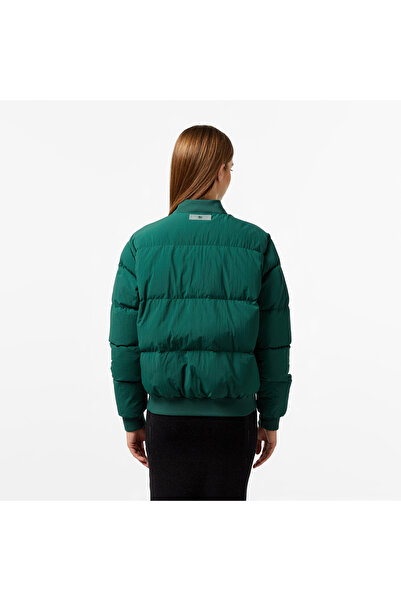Lacoste Kadın Relaxed Fit Dik Yaka Koyu Yeşil Mont