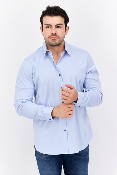 THEORY Men Regular Fit Solid Long Sleeves Casual Shirt, Blue