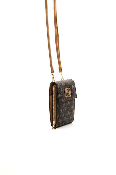 Silver Polo Ασημί & Polo Brown Yellow - A.Taba SP1145 Γυναικεία τσάντα τηλεφώνου με λουράκι