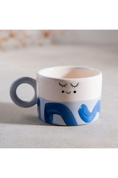 Ayda Seramik Handmade Ceramic Blue Lady Coffee Cup - Cup