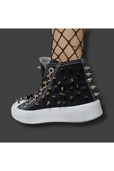 LİASSHOES Studded Metal Gothic Model Design Sneakers Sneakers