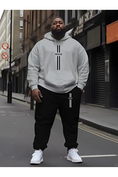 Hunors Sportswear & Company Ανδρική φόρμα γκρι Oversize με κουκούλα από βαμβα...