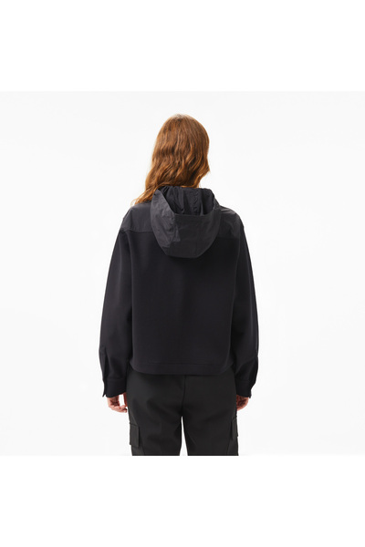 Lacoste Kadın Relaxed Fit Kapüşonlu Siyah Ceket
