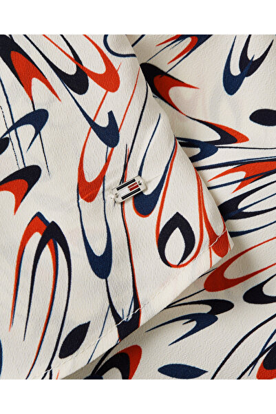 Tommy Hilfiger Ribbon Print Long Sleeve Midi Dress