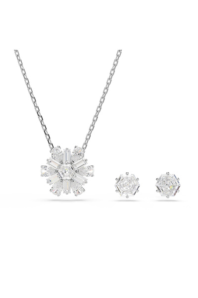 Swarovski Idyllia Set, Karışık kesimler, Kar tanesi, Beyaz, Rodyum kaplama