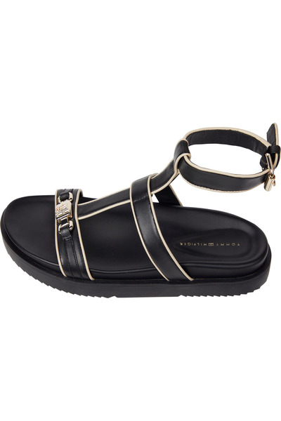 Tommy Hilfiger TH Monogram Leather Open Toe Sandals