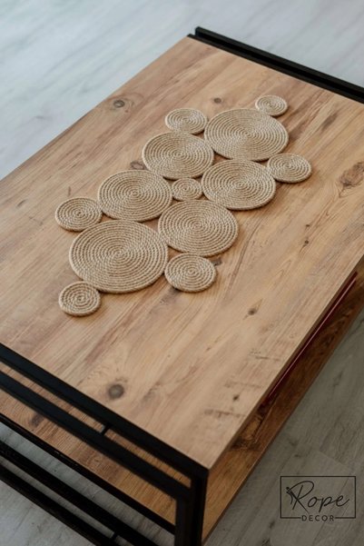 Rope Decor Natural Jute Straw Runner, 75x35cm, Handmade Jute Rope Living Room Coffee Table Cloth, Kitchen Table Cloth, Ranır