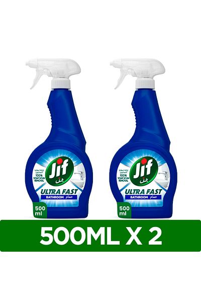 Jif Ultra Fast Cleaner Spray, For Bathroom, 100% Soap & Limescale Removal, 500ml X2