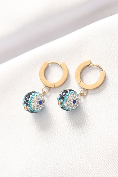 Skygo 316L Steel Special Series Silver Color Evil Eye Bead Design Earrings