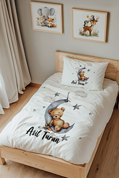 Lilabio İsme Özel Tek Kişilik %100 Pamuk Nevresim Takımı (160X220 CM) Ayda Uy...