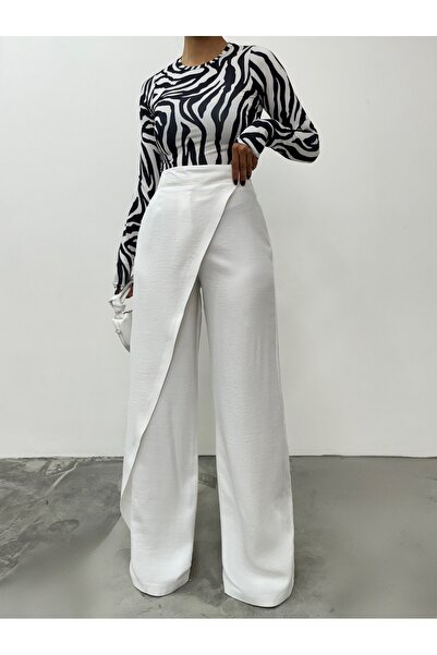 Modamorfo Bílé plátěné kalhoty - boční vrstva