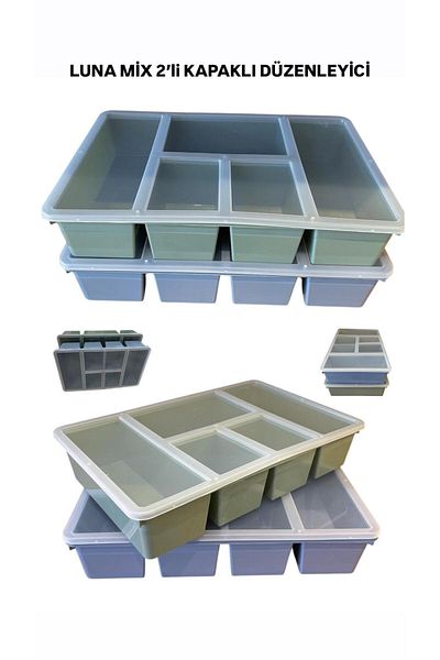 Bayev Luna 2-Piece Mix Blue Green Set - Οργανωτής μακιγιάζ με 5 διαμέρισμα και καπάκι