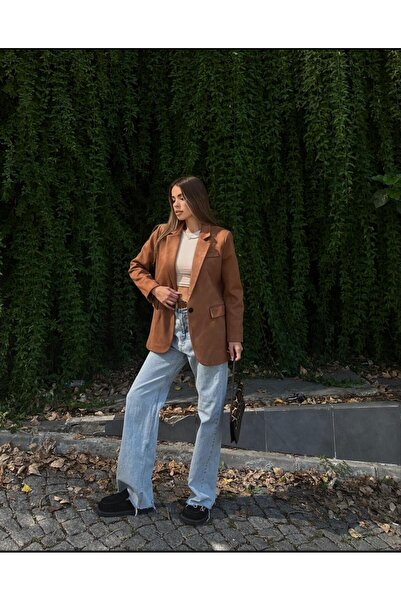 LOKADI Γυναικείο σουέτ μπουφάν με ένα κουμπί