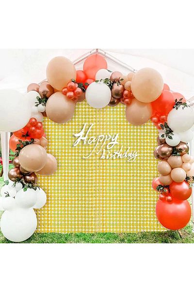 Afrodit Giyim Gold Colored Metalized Disco - Rectangular Cut Door Curtain, 1x2 Meter Decoration