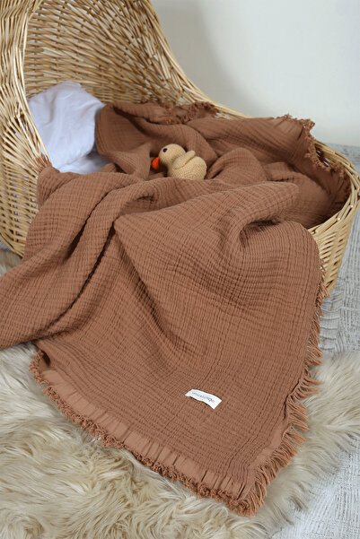 Müslingo 90X120 cm Muslin Blanket - 4 Layer, Tasseled Ze4 Layer