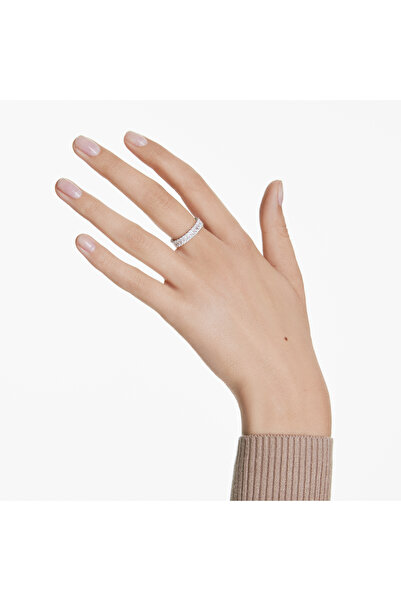 Swarovski Matrix Yüzük, Baget kesim, Beyaz, Rodyum kaplama