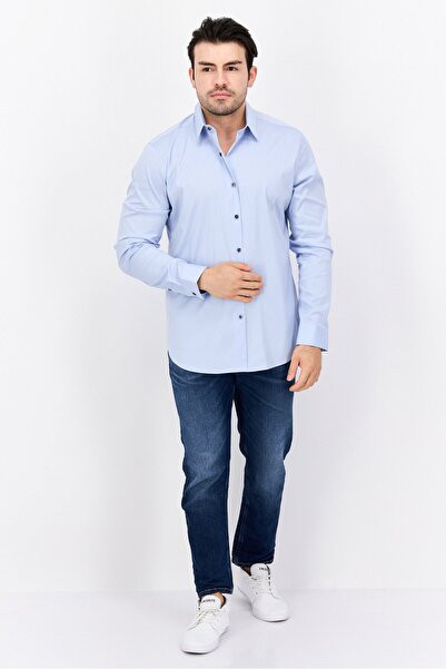 THEORY Men Regular Fit Solid Long Sleeves Casual Shirt, Blue