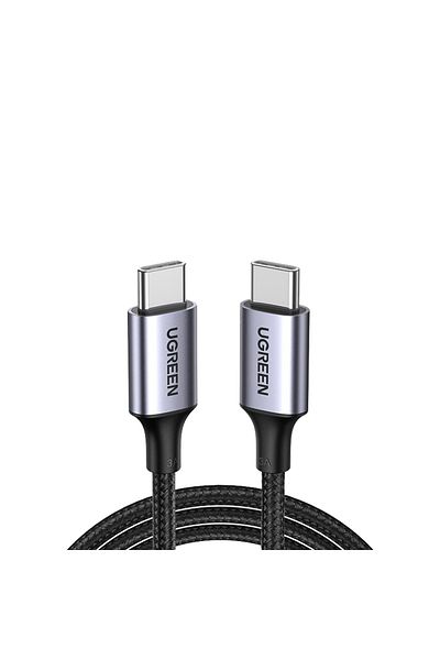 Ugreen كابل USB 2.0 C M/M دائري مطلي بالنيكل من الألومنيوم بطول 2 متر - أسود ورمادي