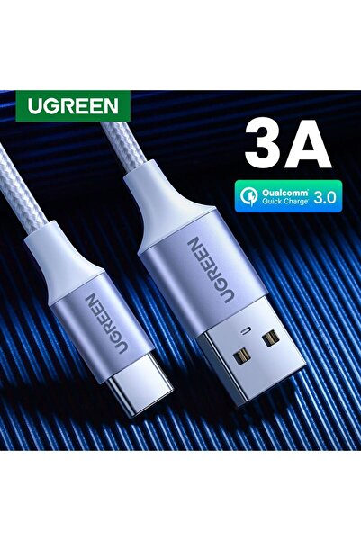 Ugreen USB-C Erkek - USB 2.0 Erkek Kablo Alüminyum Örgü 3m - Gümüş