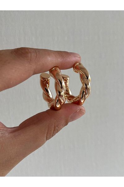 Modadiro Gold Twisted Hoop Earrings