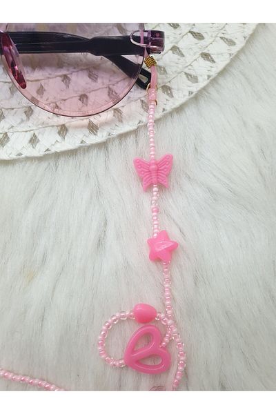 HAPPY HANDMADE Chain and Pink Butterfly Pattern Glasses Gift for Girls