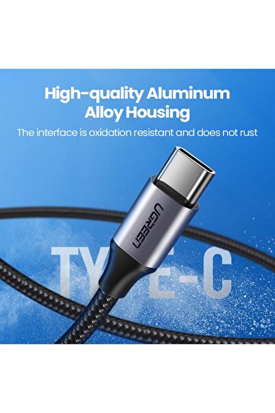 Ugreen USB-A 2.0 to USB-C Cable Nickel Plating Aluminum Braid 2m - Black