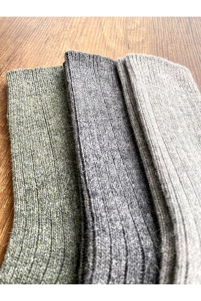 Sky Socks Чифт от 3 плетени зимни дебели хавлиени чорапи от алпака вълна