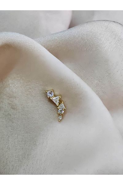 Eva Takı Store Flower Modern Model Cartilage Piercing Tragus Helix Gold Gold Color Earrings
