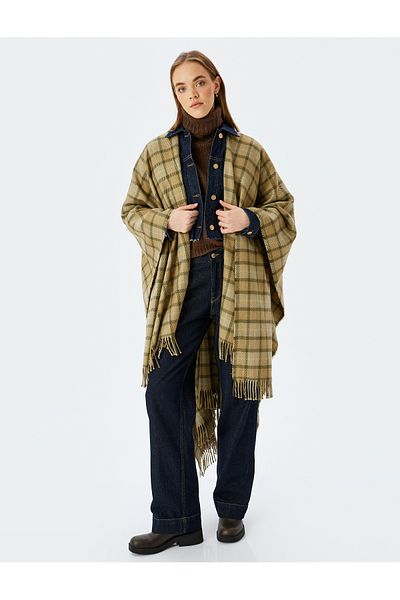 Koton Hooded Zippered Ivory Button Pocket Detailed Long Coat