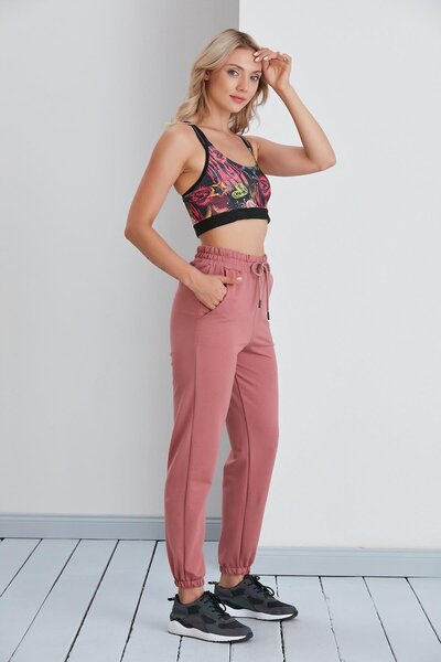 nurneva Γυναικείο μοντέλο βασικής κατασκευής, ελαστικό στο πόδι, μήκους μέχρι τον αστράγαλο, χτενισμένο βαμβακερό παντελόνι αθλητικό