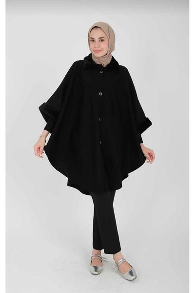 MODA MAÇKA PARK Women's Embroidered Standard Size Pancho