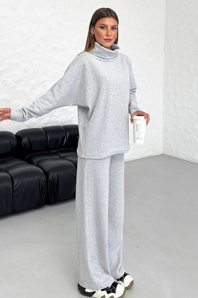 Know Women's Gray Thessaloniki Fabric Oversize Suit with Throat Detail