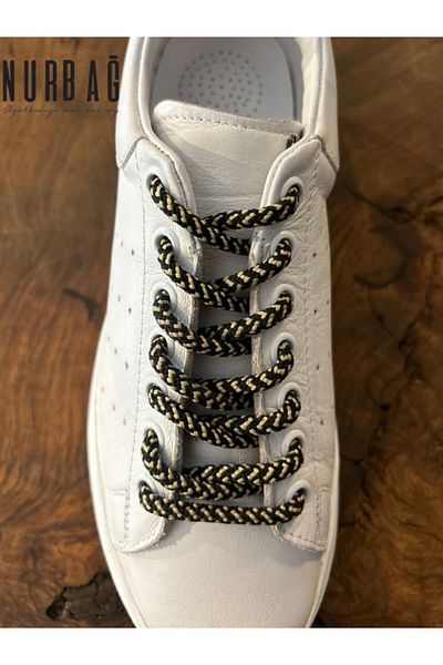 NURBAĞ DOKUMA SPORTS SHOES BLACK BEIGE PATTERNED LACE 80 CM 1 PAIR VL9000