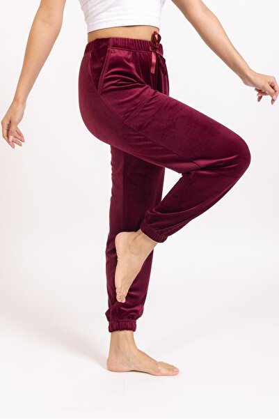 Estiva French Velvet Soft Ankle Cuffed/Elastic Pocket Pajama Joger Single Bottom