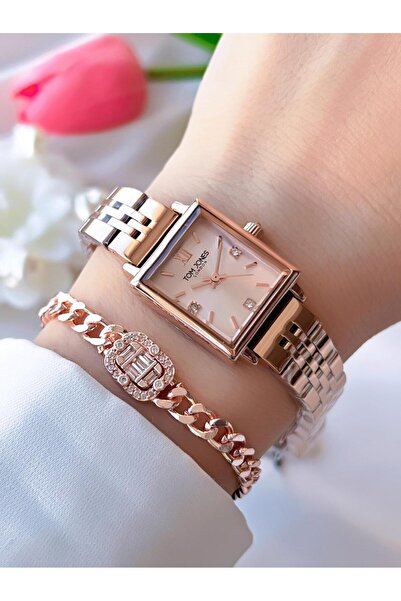 Tom Jones Çelik Kordon Kararma Renk Atma Yapmaz 3 Atm Suya Dayanıklı Kadın Ko...