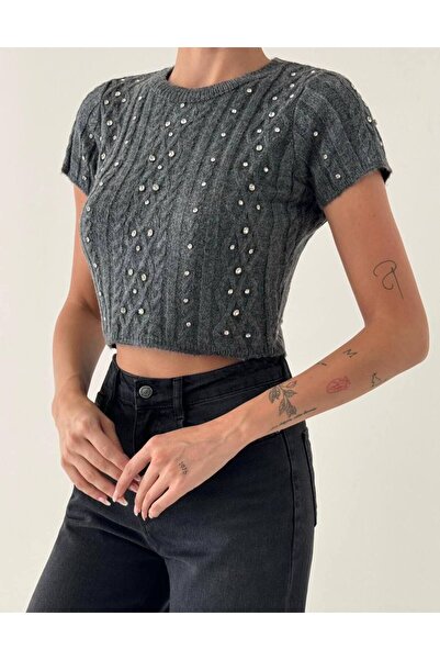 Boutique Sirena taş detaylı  crop